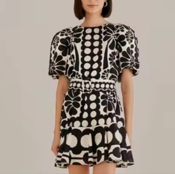 FARM Rio Black and White Floral Mini Dress - Picture 2 of 4